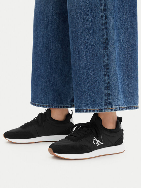 Calvin Klein Superge Retro Runner Lace Up Sock YW0YW02060 Črna