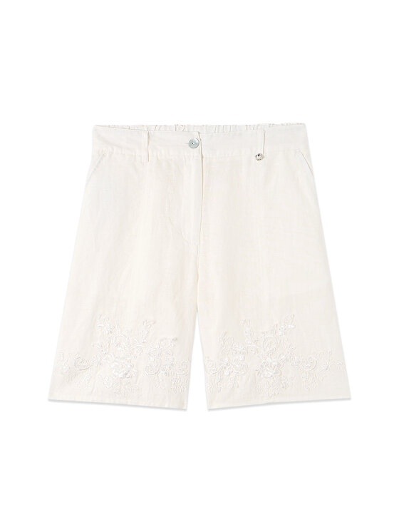 Oltre Oltre Szorty materiałowe P058J002560N0S1 Biały Baggy Fit