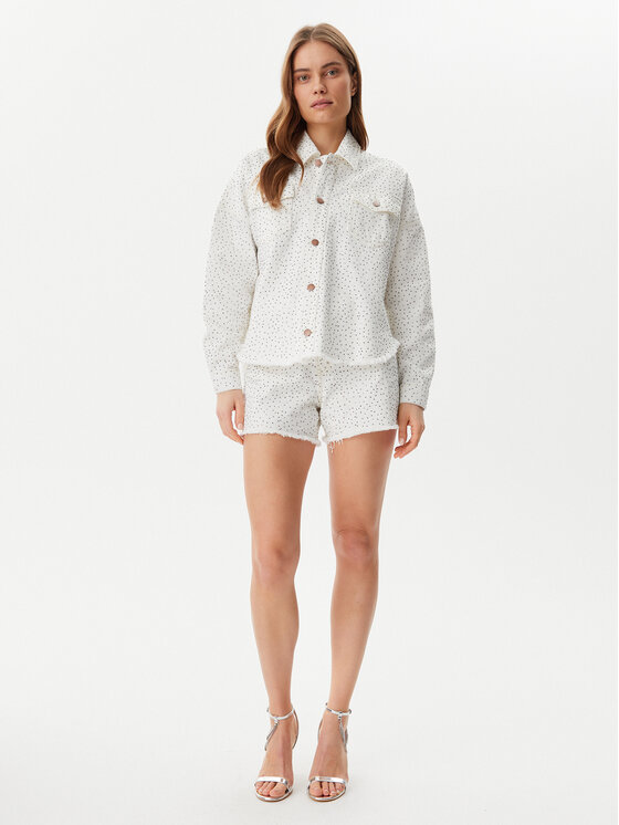 Guess Guess Džinsa jaka W5GN90 D5N91 Balts Regular Fit