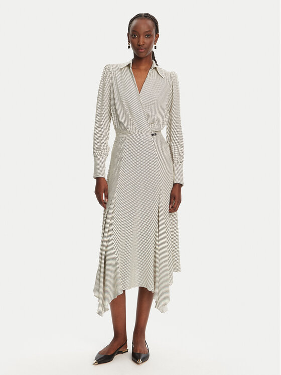 Elisabetta Franchi Elisabetta Franchi Sukienka koszulowa AB86552E2 E84 Écru Regular Fit