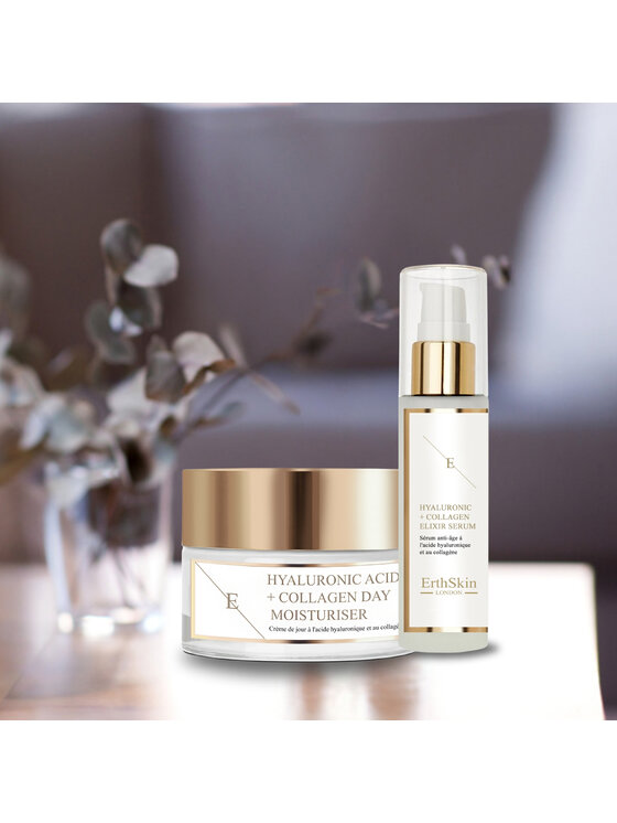 Erthskin London Erthskin London Krem na dzień z kwasem hialuronowym i kolagenem + Serum z kwasem hialuronowym i kolagenem Krem na dzień