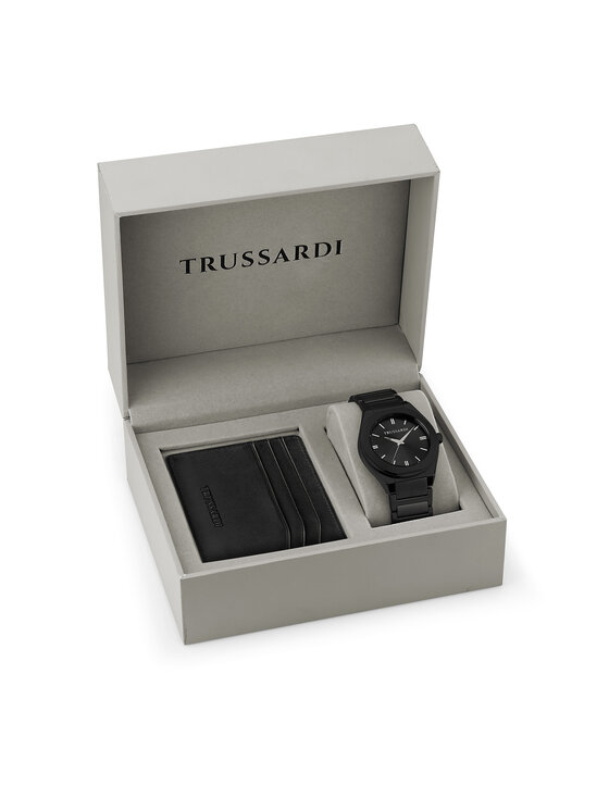 Trussardi Trussardi Set sat i etui za kartice R2453156007 Crna