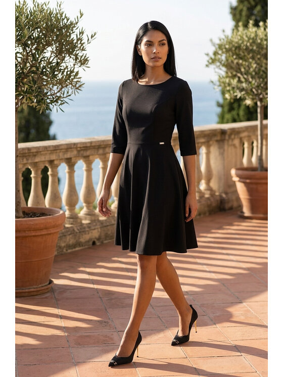 FIGL FIGL Koktejlové šaty M1341 Čierna Regular Fit