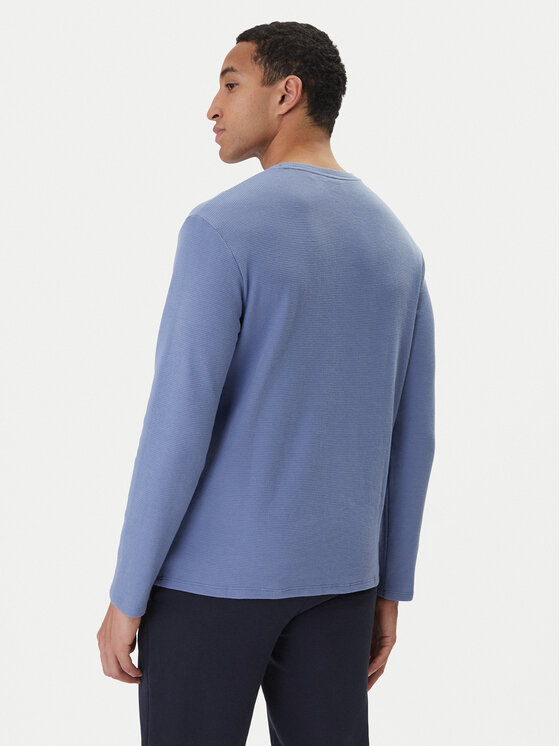 BOSS BOSS Pikkade varrukatega T-särk Waffle 50535870 Sinine Regular Fit