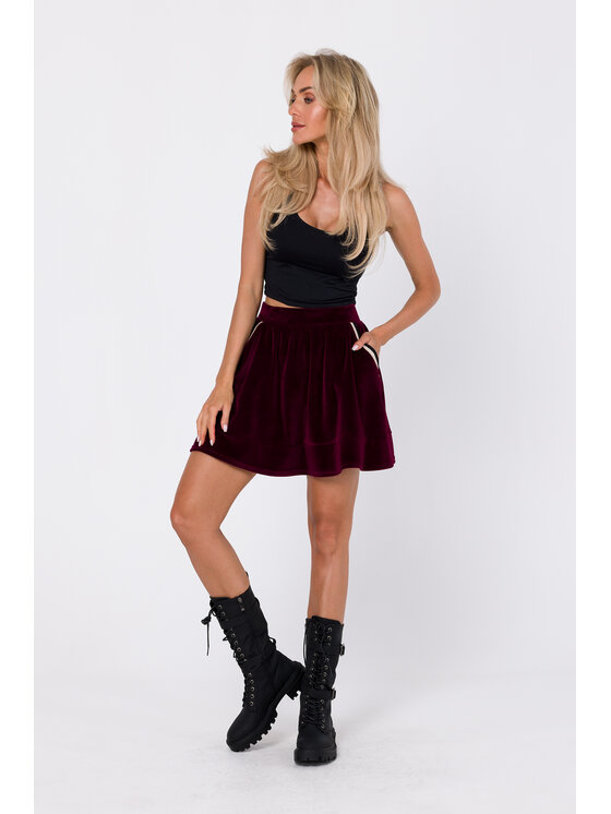Made of Emotion Made of Emotion Sukňa M768 Bordová Modern Fit