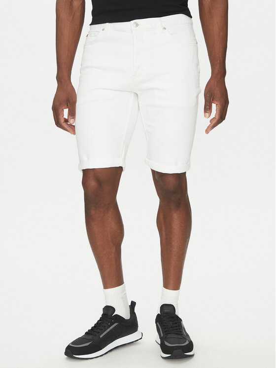 HUGO HUGO Pantaloni scurți de blugi 50537717 Alb Regular Fit