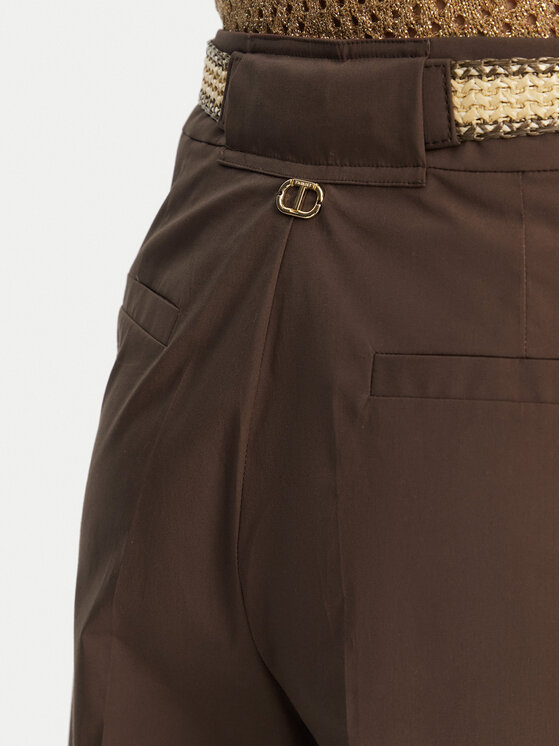 TWINSET TWINSET Palazzo hlače 251TT2105 Smeđa Wide Leg