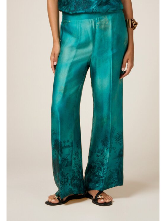 Oltre Oltre Pantaloni di tessuto P016J002473N0S4 Turchese Baggy Fit