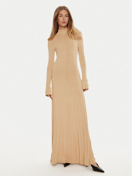 IVY OAK IVY OAK Трикотажна сукня Kourtney IO113144 Бежевий Slim Fit