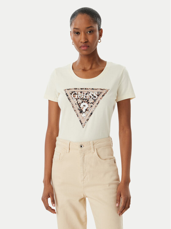 Guess Guess Tricou W6RI32 J1314 Écru Regular Fit