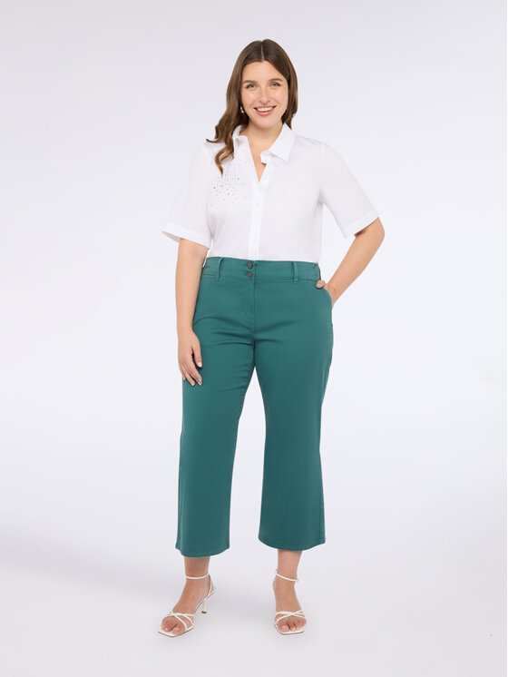 Fiorella Rubino Fiorella Rubino Pantaloni di tessuto P726T004983N024 Verde Cropp Fit