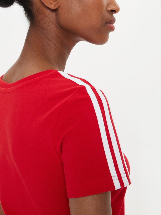 adidas adidas Тишърт Essentials 3-Stripes IY4272 Червен Slim Fit
