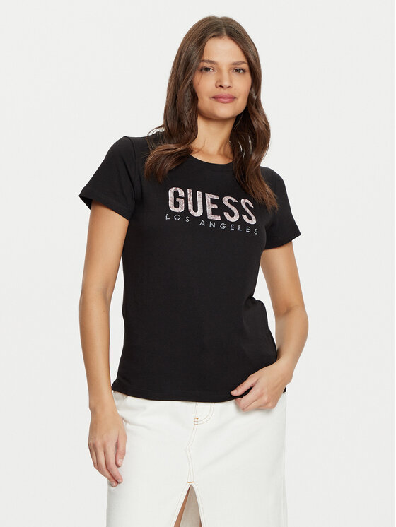 Guess Guess Tricou W5RI19 I3Z14 Negru Regular Fit