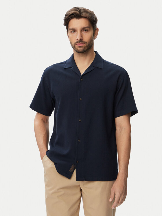 Jack & Jones Cămașă Global Waffle Resort 12295551 Bleumarin Relaxed Fit