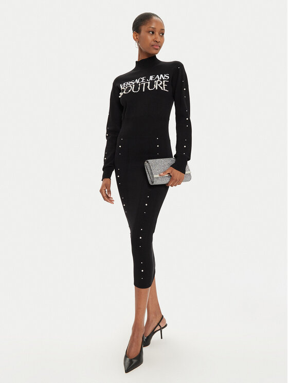 Versace Jeans Couture Versace Jeans Couture Strickkleid 77HAOM11 Schwarz Slim Fit