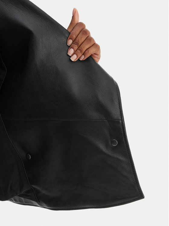 HUGO HUGO Ādas jaka Lanitte 50560068 Melns Relaxed Fit