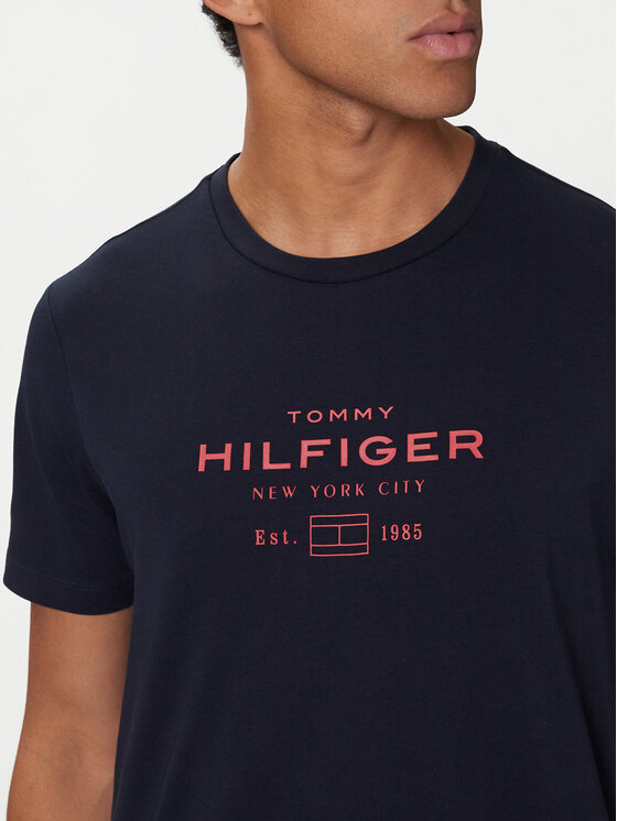Tommy Hilfiger Tommy Hilfiger T-Shirt Stack Graphic MW0MW40002 Tmavomodrá Regular Fit