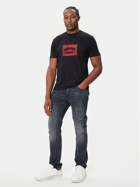 HUGO HUGO T-Shirt Deterni 50544496 Czarny Regular Fit