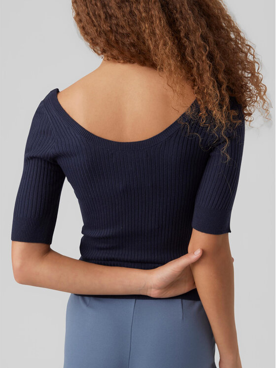 Vero Moda Vero Moda Sweter Estela 10277850 Granatowy Slim Fit