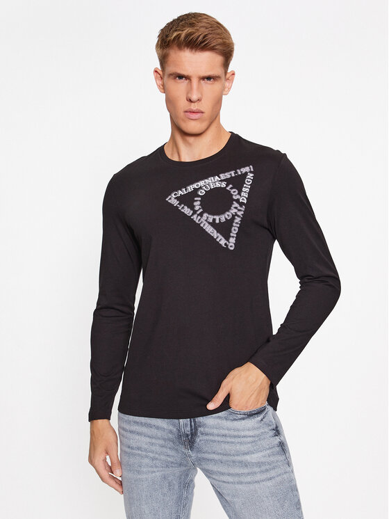 Guess Guess Pikkade varrukatega T-särk M3BI14 I3Z14 Must Regular Fit