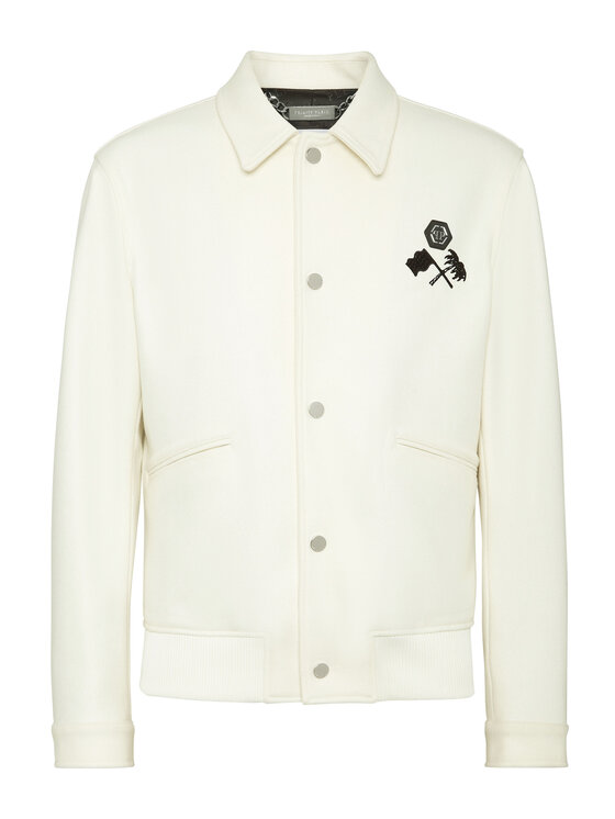 PHILIPP PLEIN PHILIPP PLEIN Kurtka bomber 22547 Biały Regular Fit