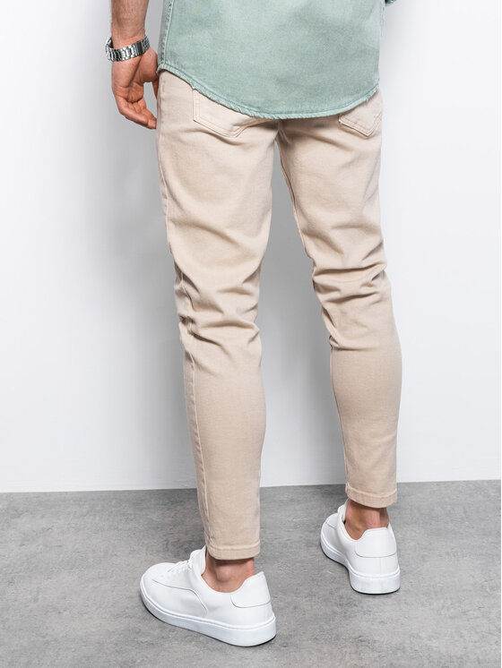 Ombre Ombre Jeansy P1058 Béžová Slim Fit