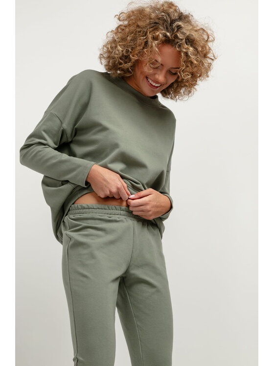 Tessita Tessita Bluza T381 Zielony Straight Fit