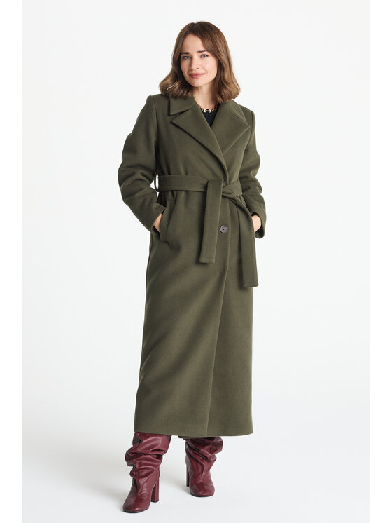 Salme Salme Płaszcz wełniany Verona maxi Zielony Regular Fit