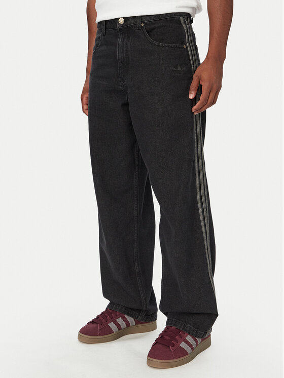 adidas Blugi Sst Denim Jeans Mid-Rise Straight Leg IB6947 Negru Loose Fit