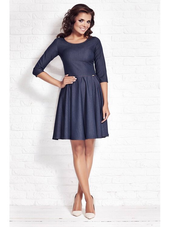 Awama Awama Sukienka codzienna A076 Granatowy Basic Fit