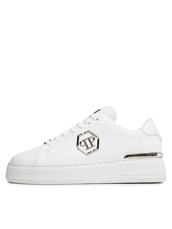 PHILIPP PLEIN PHILIPP PLEIN Sneakersy Leather Lo-Top Sneaker FABS USC0379 PLE075N Bílá