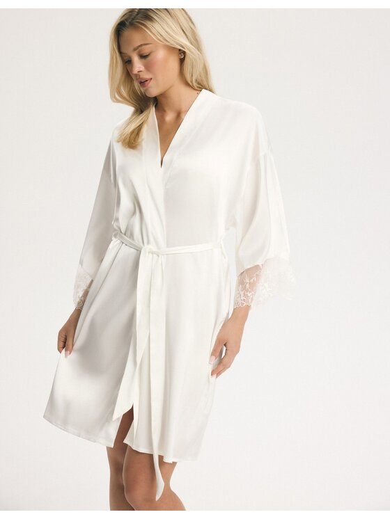 Esotiq Esotiq Szlafrok 44906 Biały Regular Fit