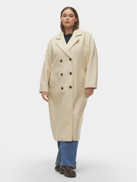 Női Átmeneti kabát Vero Moda Curve, Méret: 48, Ekru, 10297180