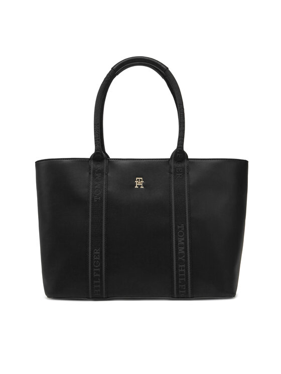 Tommy Hilfiger Tommy Hilfiger Τσάντα Th Logotape Tote AW0AW17198 Μαύρο
