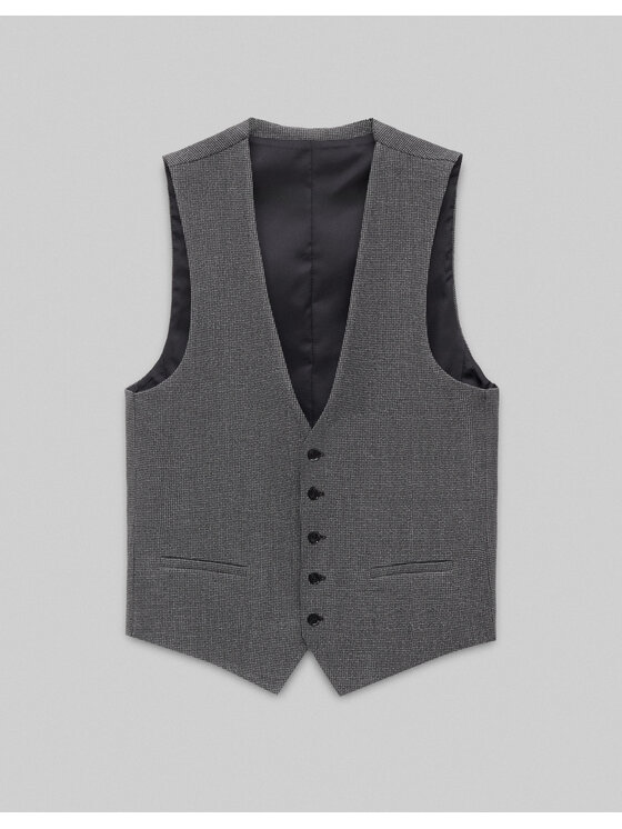 Borgio Borgio Kamizelka garniturowa porcari_sz Szary Slim Fit
