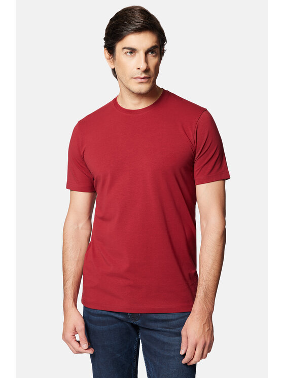 Lancerto Lancerto T-Shirt Jeffrey TS073124000003 Bordowy Regular Fit