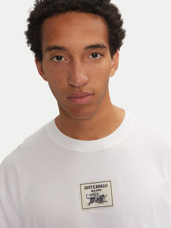 Just Cavalli Just Cavalli T-Shirt 77OAHE14 Biały Regular Fit