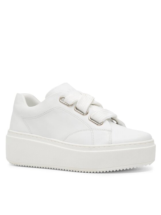 KENZO White Leather Velcro Platform Sneakers