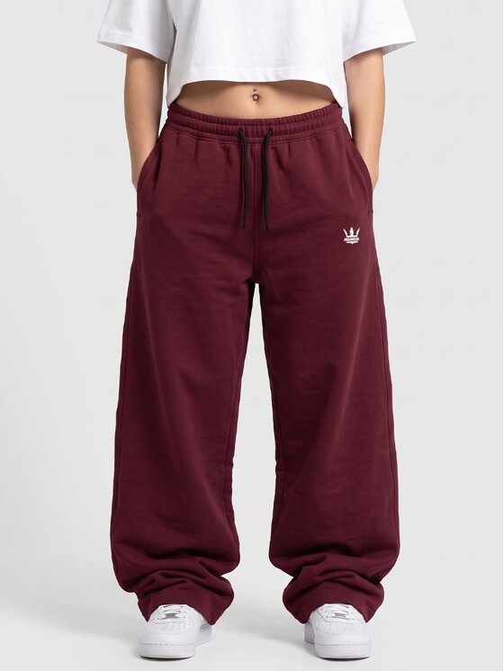 Jigga Wear Jigga Wear Spodnie dresowe Szerokie 133096 Bordowy Regular Fit