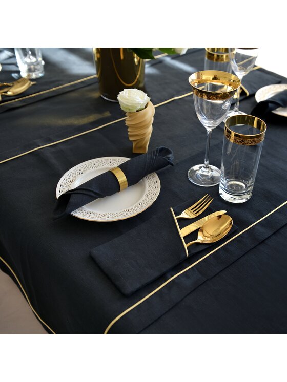 Roseberry Home Roseberry Home Serwetki Royal Black Goldenline Czarny