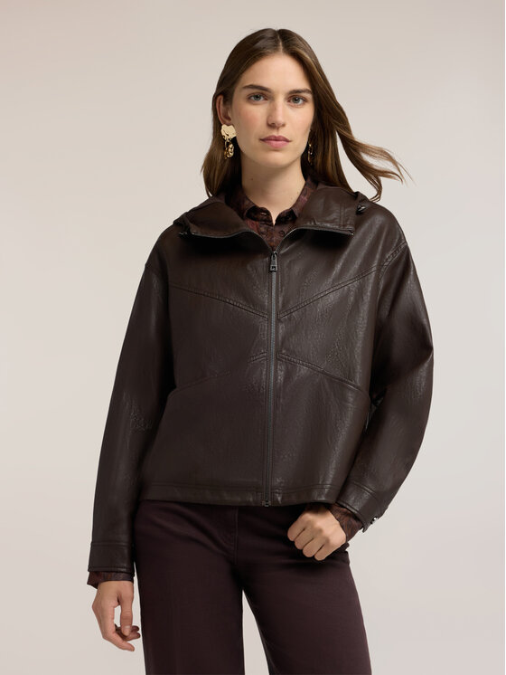 Motivi Motivi Giacca in similpelle R016W000186N032 Marrone Boxy Fit