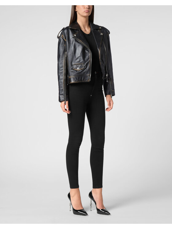 PHILIPP PLEIN PHILIPP PLEIN Giacca di pelle 19351 Nero Regular Fit