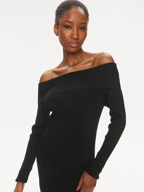 Tommy Jeans Tommy Jeans Rochie tricotată DW0DW17526 Negru Slim Fit