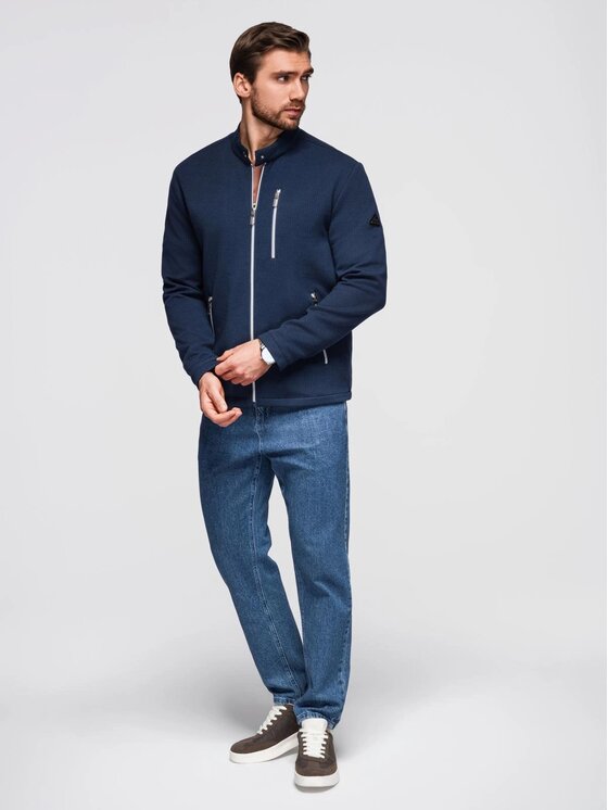 Ombre Ombre Kurtka przejściowa OM-JANP-0229 Niebieski Regular Fit