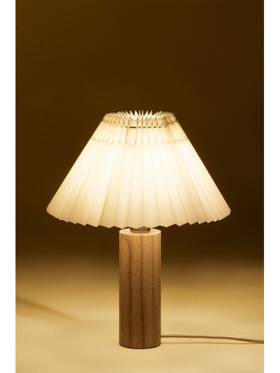 MIAhome MIAhome Lampa stołowa z drewna kauczukowego Plisse Biały