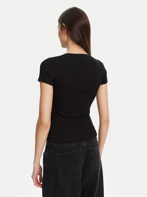 Guess Jeans Guess Jeans Póló W5YP37 KA0H1 Fekete Slim Fit