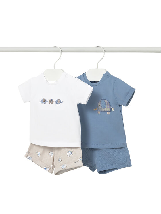 Mayoral Set 2 tricouri și pantaloni scurți 1652 Albastru Regular Fit