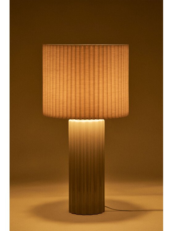 MIAhome MIAhome Lampka stołowa Lampa stołowa z ceramiki i tkaniny Marvila 60 cm kremowa Beżowy