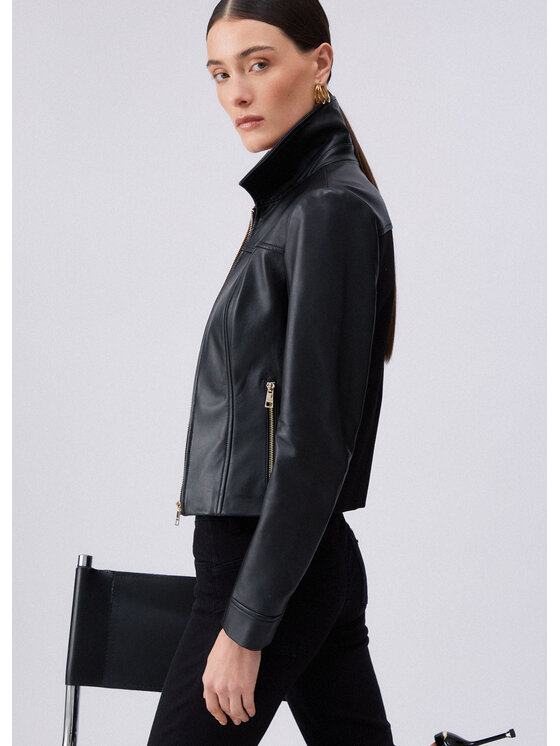 Liu Jo Liu Jo Kurtka skórzana CA6029P040922222 Czarny Slim Fit