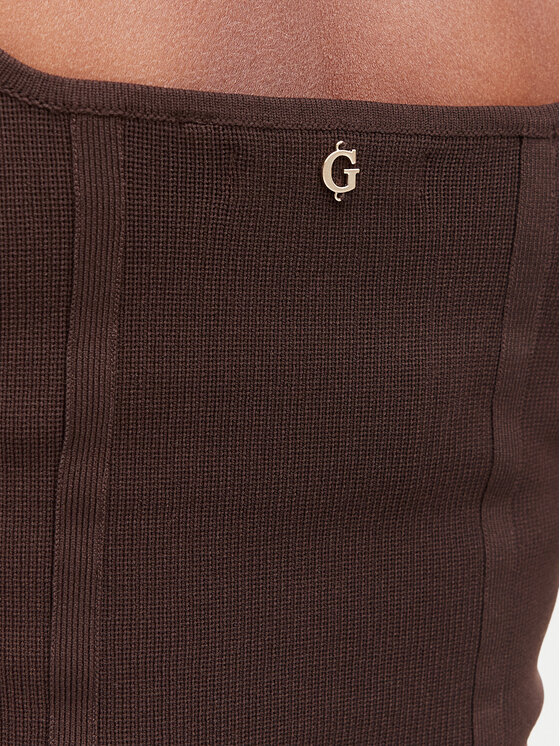 Guess Guess Τοπ W6YZ08 Z0979 Σκούρο καφέ Slim Fit